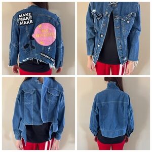 Blue Denim Jacket with Patches
